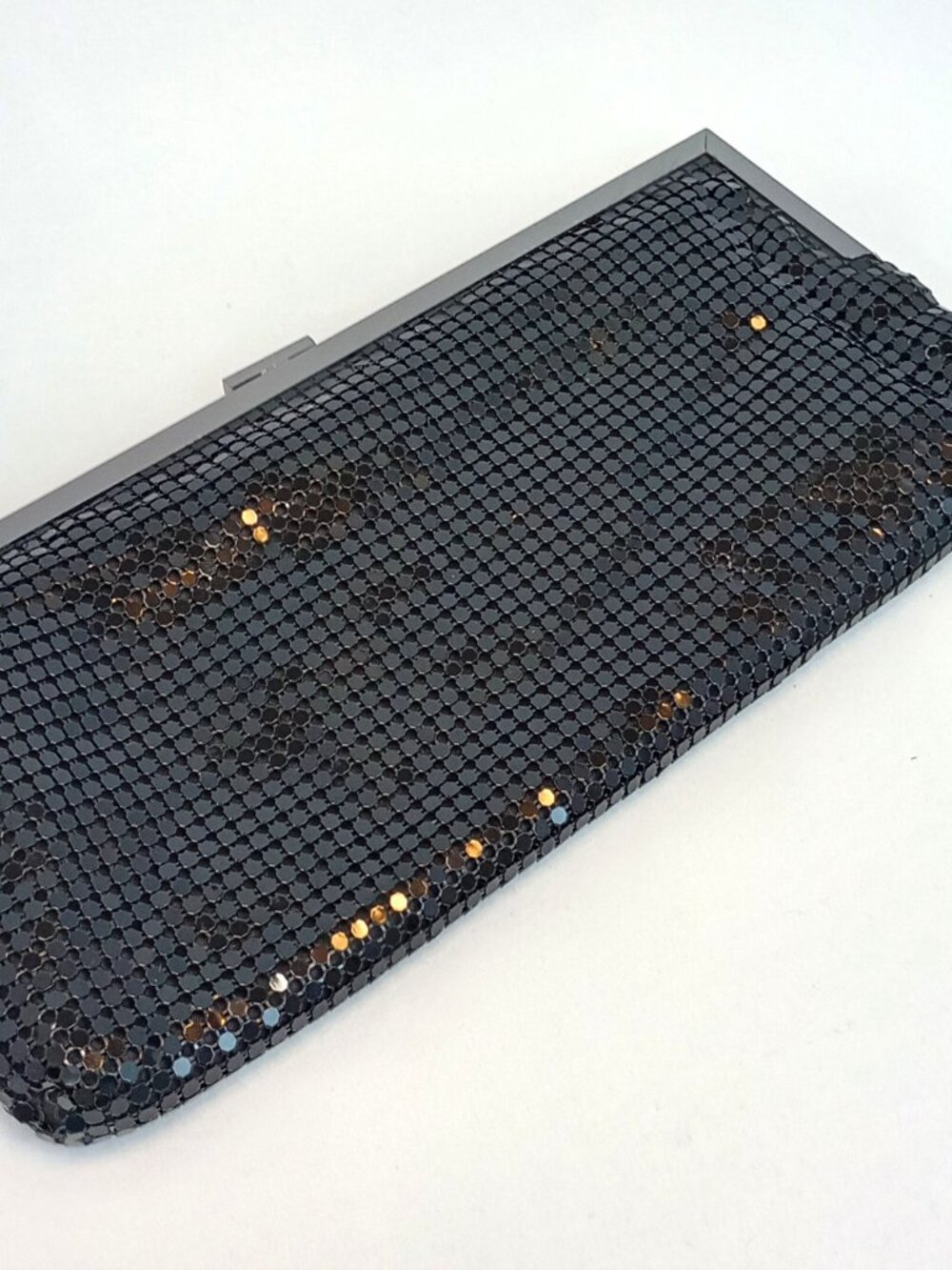 Joan Rivers Classics Black Mesh Clutch Evening Bag Chain Strap Elegant Vintage